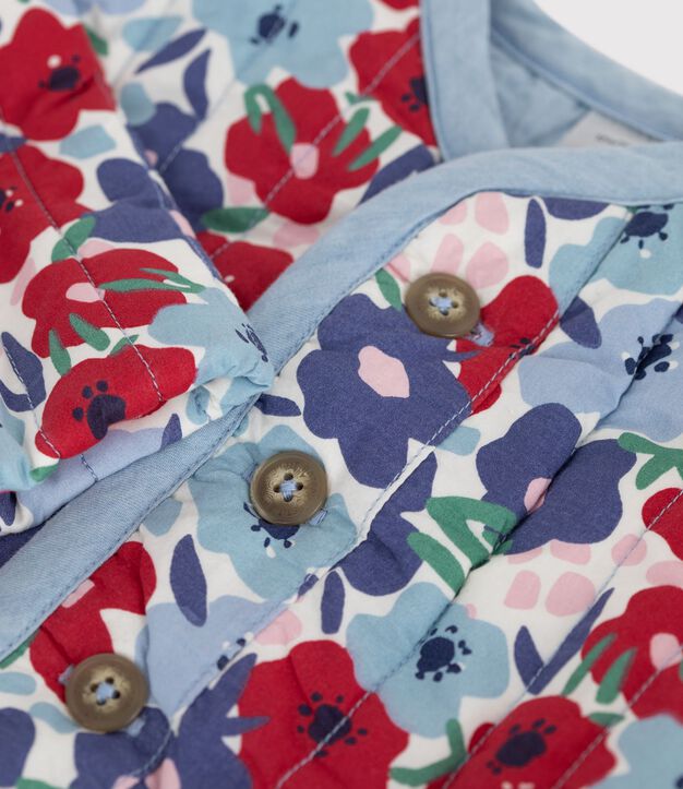 Chaqueta acolchada de algod&oacute;n para beb&eacute; con estampado de flores blanco/multicolor