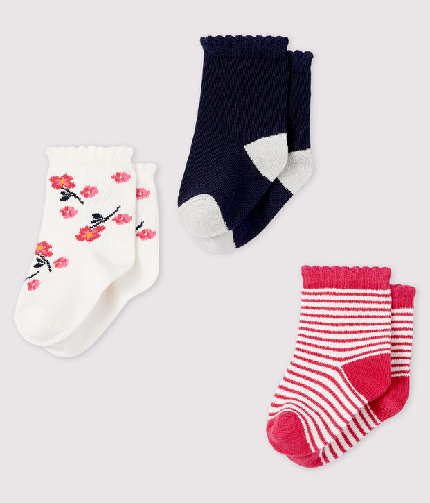 Juego de 3 pares de calcetines para beb&eacute; multicolor