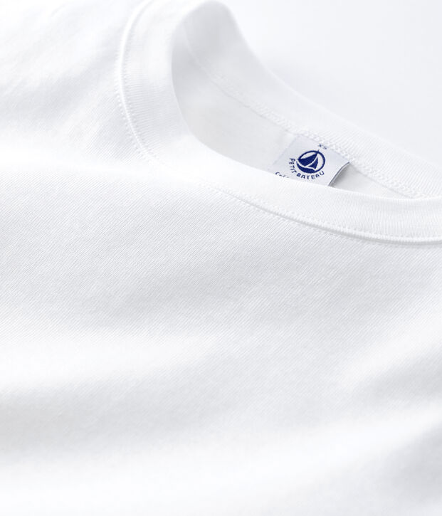 Camiseta de cuello redondo emblem&aacute;tica de algod&oacute;n de mujer blanco