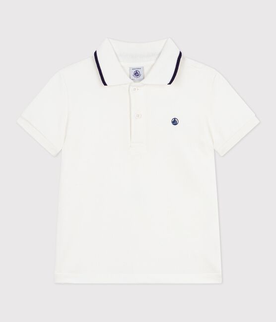 Polo infantil de algodón de manga corta blanco MARSHMALLOW
