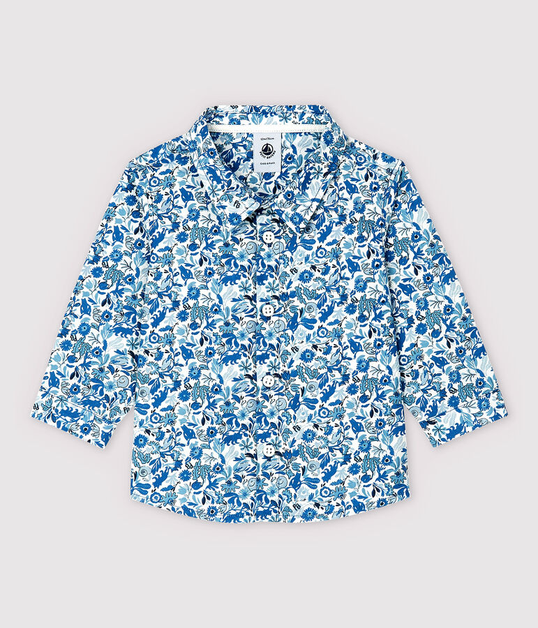 Camisa de manga larga de popelina de beb&eacute; ni&ntilde;o. blanco/multicolor