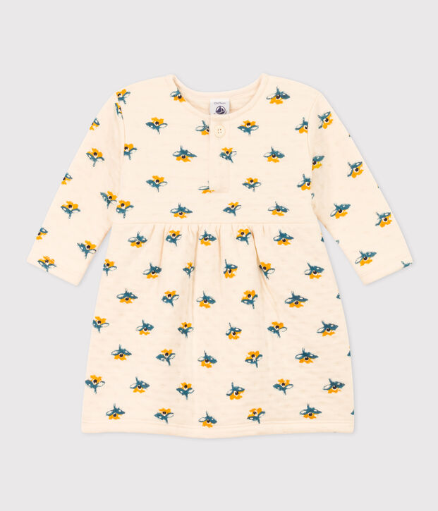 Vestido de manga larga de t&uacute;bico acolchado estampado para beb&eacute; crudo/multicolor