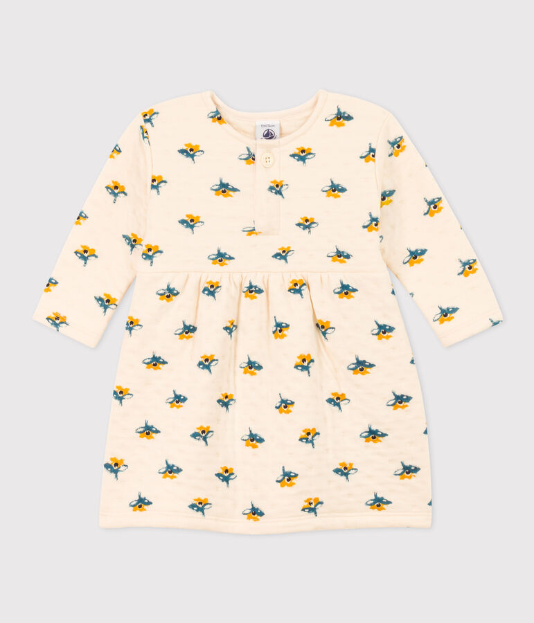 Vestido de manga larga de t&uacute;bico acolchado estampado para beb&eacute; crudo/multicolor