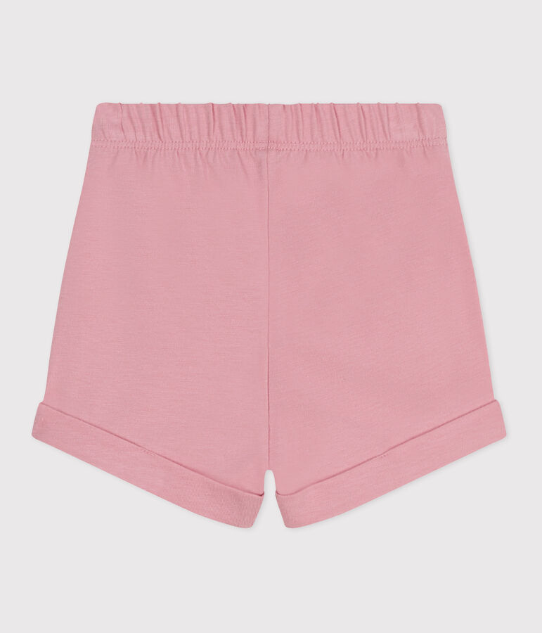 Pantal&oacute;n corto liso de algod&oacute;n para beb&eacute; rosa
