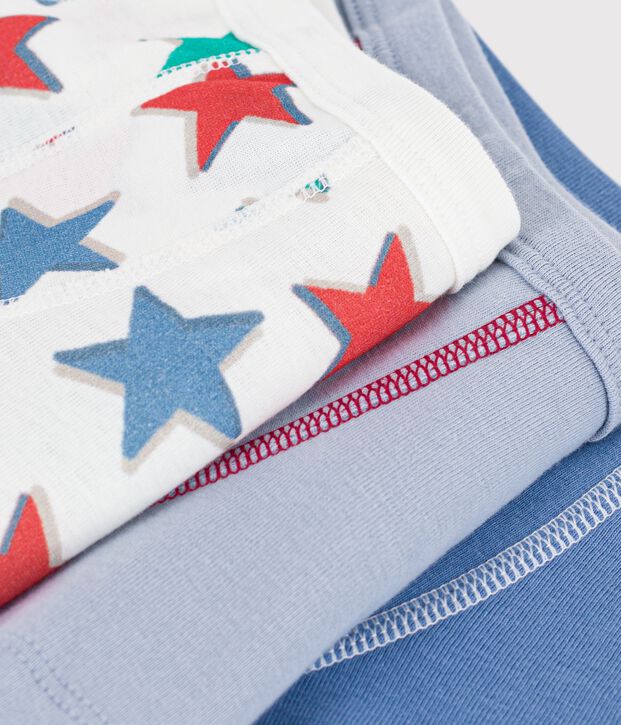 Juego de b&oacute;xeres infantiles de algod&oacute;n con ribete en la cintura y estampado de estrellas multicolor