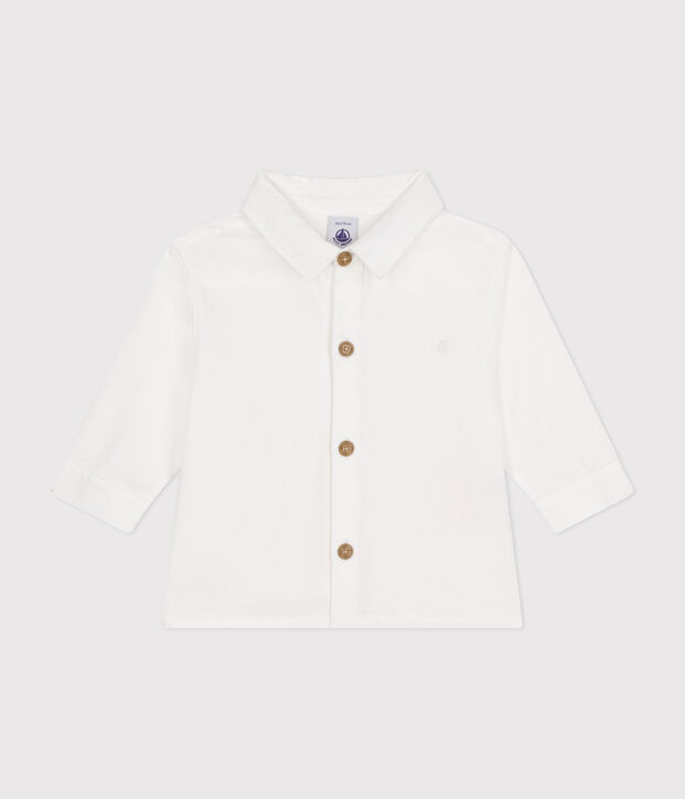 Camisa de piqu&eacute; de algod&oacute;n para beb&eacute; blanco