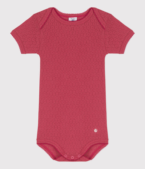 Body de punto calado de manga corta para bebé rosa PAPI