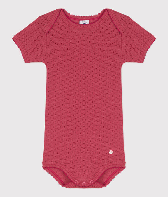 Body de punto calado de manga corta para bebé rosa PAPI
