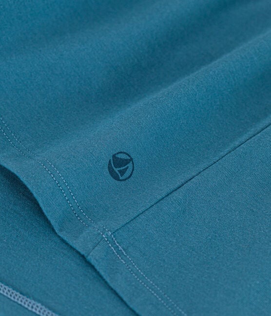Camiseta LA RECTA de algodón con cuello de pico para mujer azul POLOCHON
