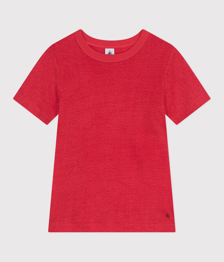 Camiseta de lino de manga corta para mujer rojo