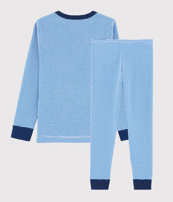 Pijama de mil rayas azul de niño pequeño de punto azul RUISSEAU/blanco MARSHMALLOW
