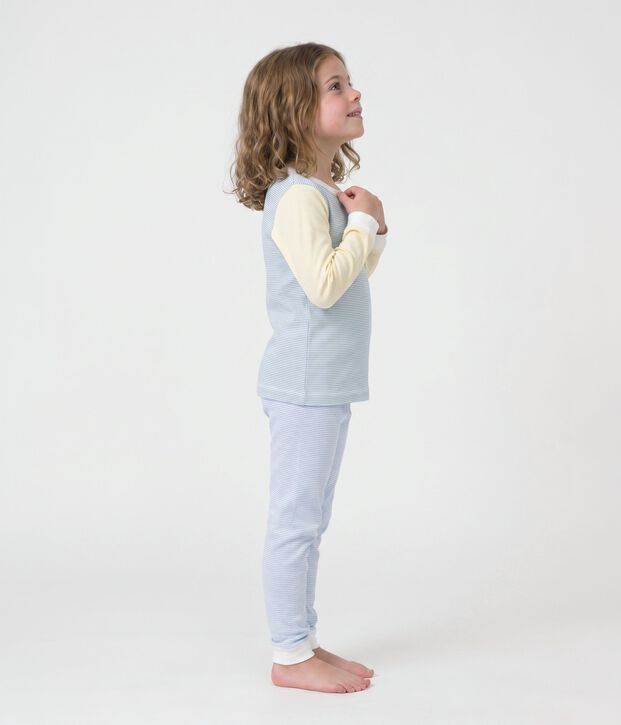 Pijama infantil de algod&oacute;n a rayas azul/multicolor
