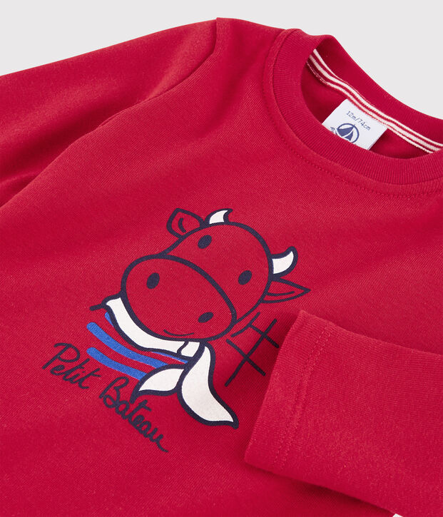 Camiseta de manga larga de algod&oacute;n para beb&eacute; ni&ntilde;o rojo