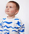 Sudadera de algodón con estampado de tiburón para bebé azul MARSHMALLOW/ PORCELANA