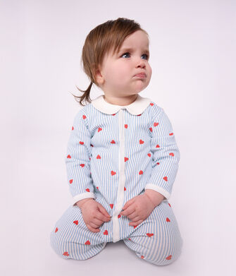 Pijama de algod&oacute;n con cuello y estampado de corazones para beb&eacute;