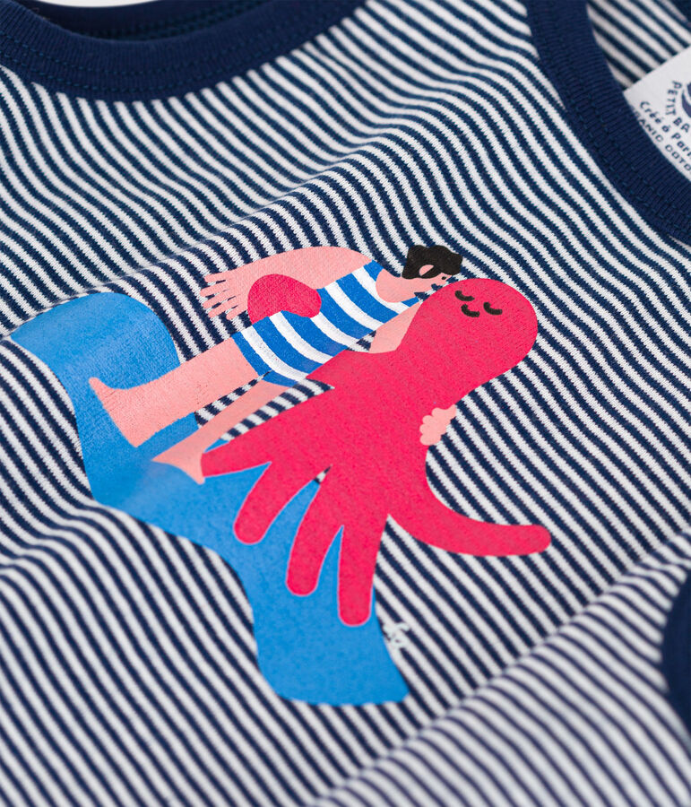 Mono Beb&eacute; Petit Bateau x Water Family azul/blanco