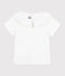 Camiseta infantil lisa de manga corta de algodón con cuello blanco MARSHMALLOW
