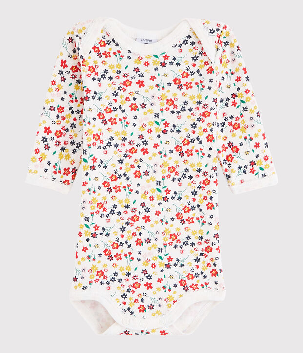Bodi de manga larga de beb&eacute; ni&ntilde;a blanco/multicolor