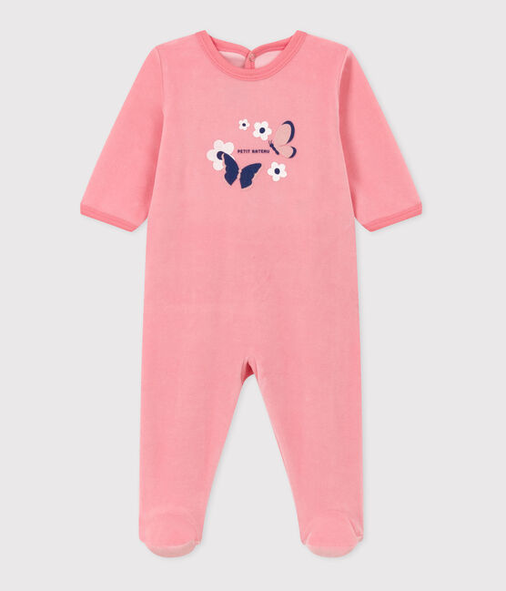 Pijama de terciopelo con abertura trasera para bebé rosa LOGGIA