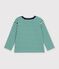 Camiseta infantil de manga larga a rayas verde/beige/verde