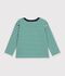 Camiseta infantil de manga larga a rayas verde/beige/verde