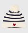Gorro de punto tricotado a rayas con forro polar para bebé azul MARSHMALLOW/ SOIR