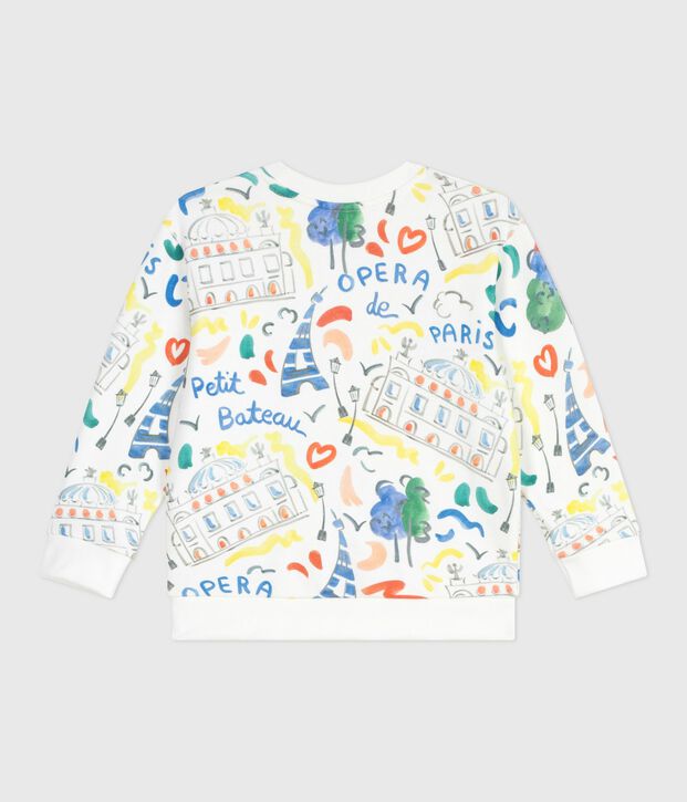 Sudadera infantil de algod&oacute;n con estampado blanco/multicolor