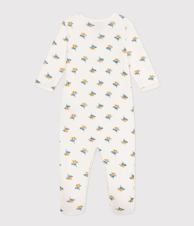 Pijama de felpa con flores para beb&eacute; blanco/multicolor