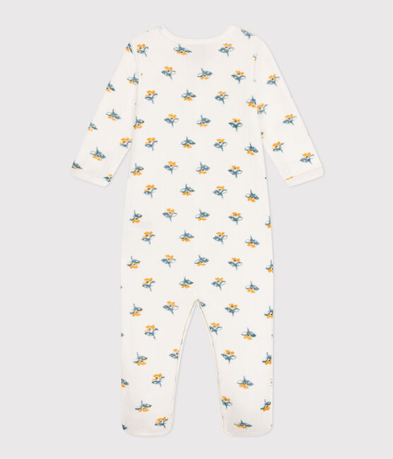 Pijama de felpa con flores para bebé blanco MARSHMALLOW/blanco MULTICO