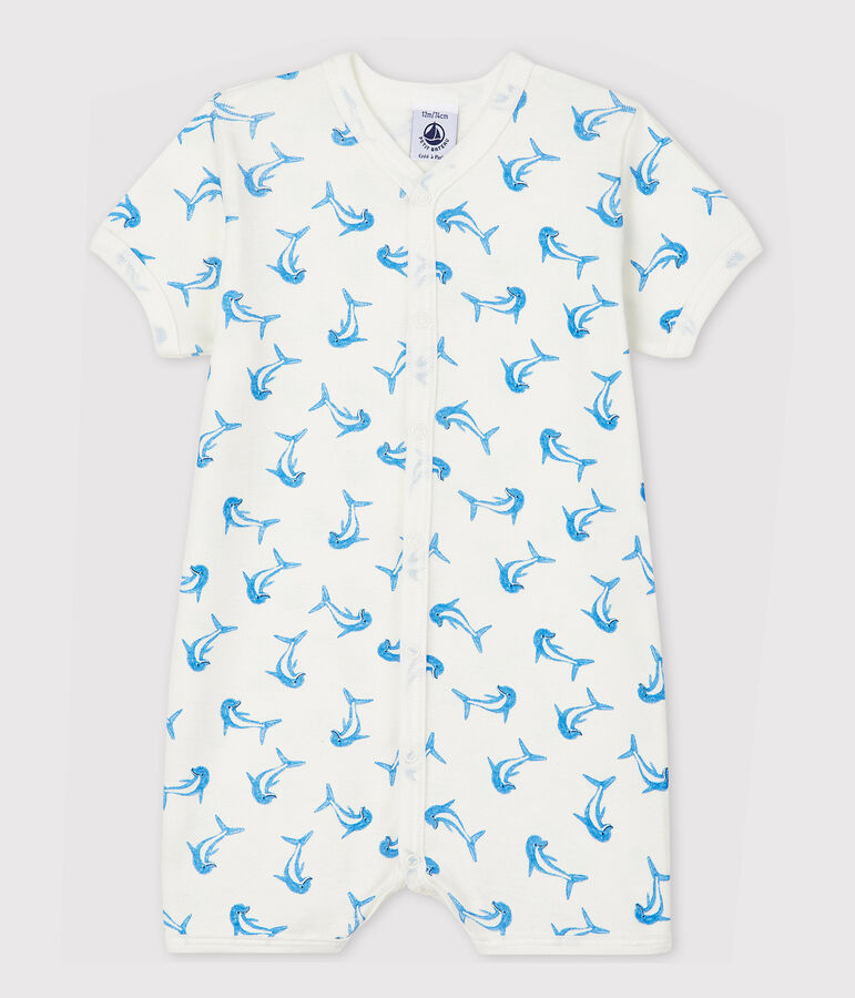 Mono corto de delf&iacute;n de algod&oacute;n de beb&eacute; blanco/multicolor