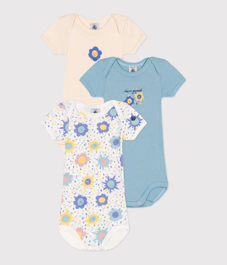 Juego de 3 bodis de algod&oacute;n de manga corta para beb&eacute; multicolor