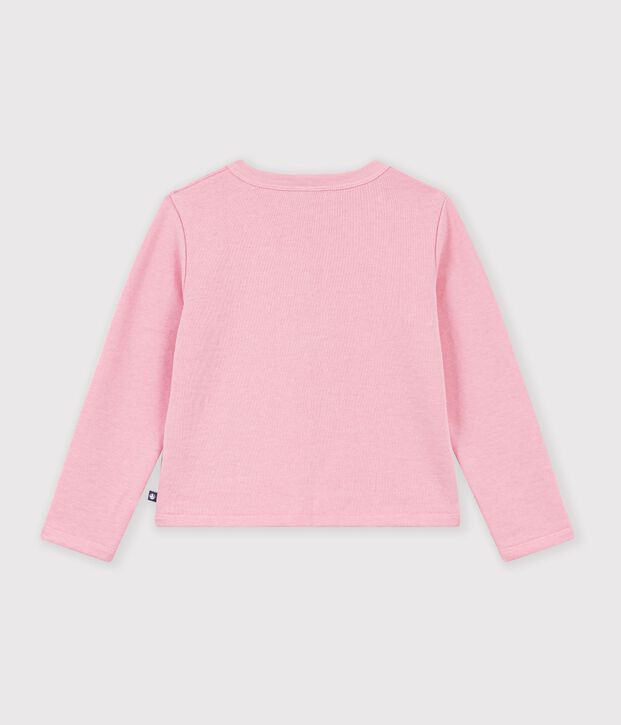 C&aacute;rdigan infantil liso de algod&oacute;n rosa
