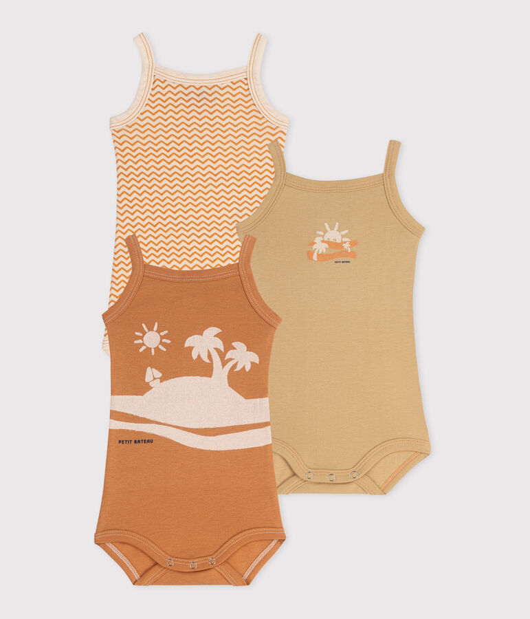 Juego de 3 bodis de tirantes de algod&oacute;n para beb&eacute; multicolor