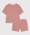 Pijama con pantalón corto y camiseta de algodón a rayas para mujer FAMEUX/ MARSHMALLOW