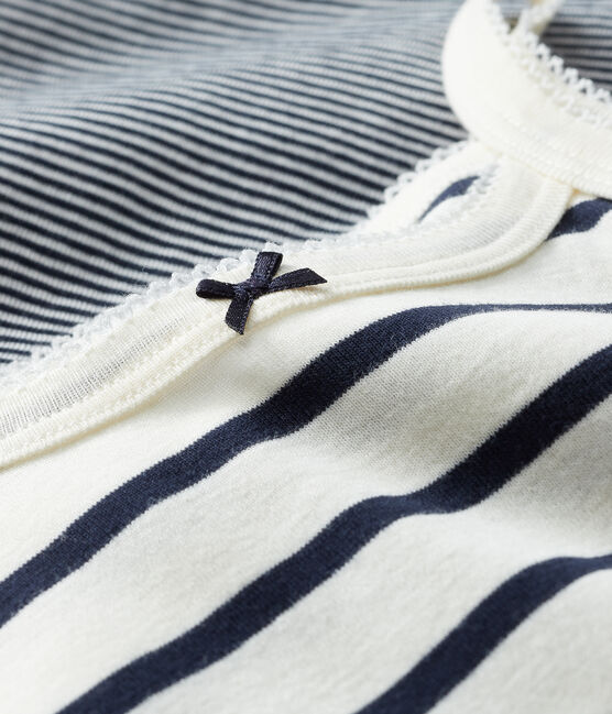 Juego de 2 camisas de tirantes a rayas de niña de algodón orgánico variante 1