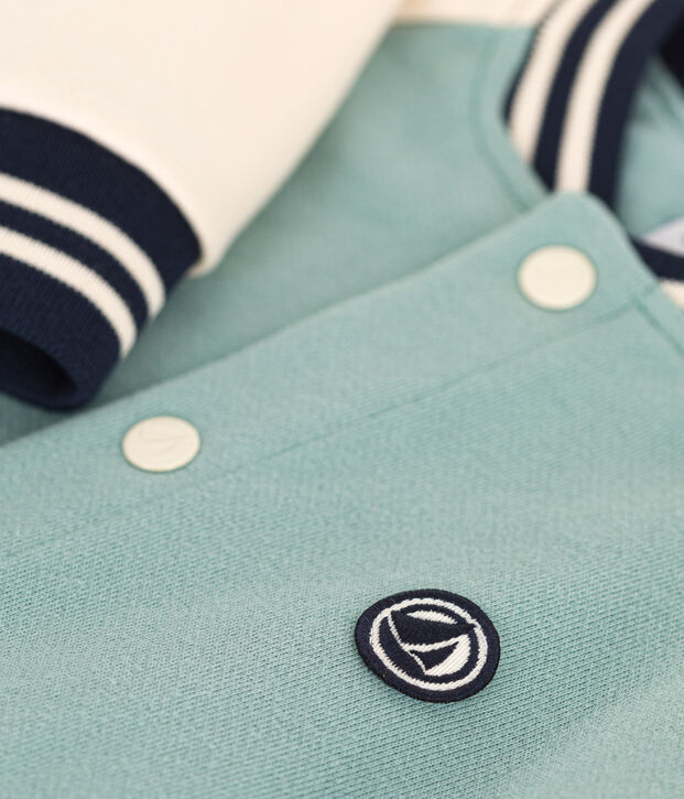 Chaqueta teddy de felpa para ni&ntilde;o verde/crudo