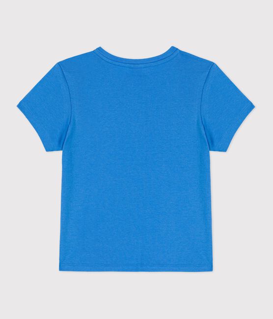Camiseta de manga corta de algodón de niña azul BRASIER
