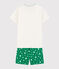 Pijama corto blanco con estrellas de canalé unisex blanco MARSHMALLOW/verde GAZON