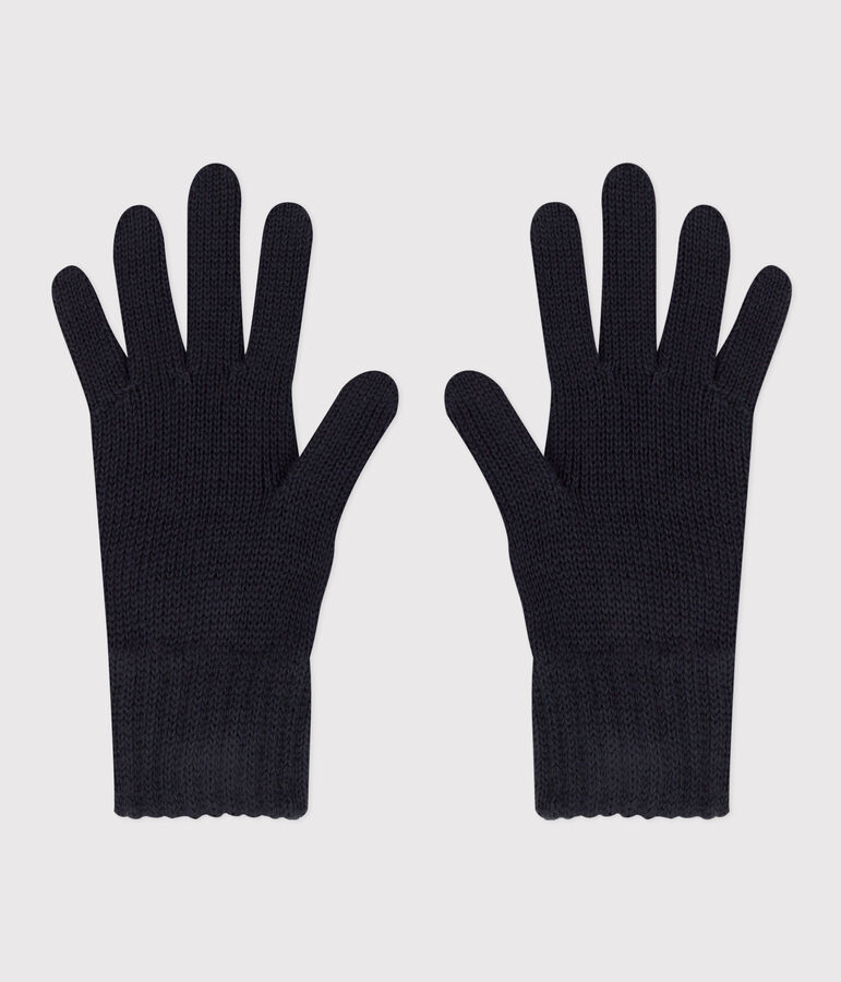 Guantes infantiles lisos de punto tricotado azul