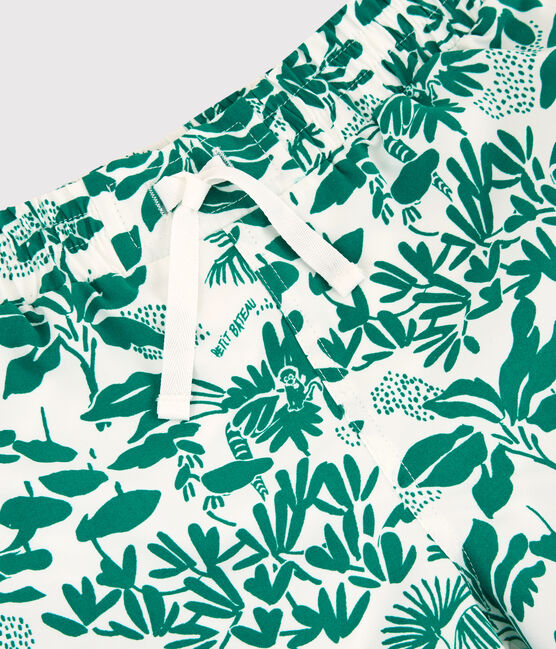 Bañador reciclado estampado para niño blanco MARSHMALLOW/verde GAZON