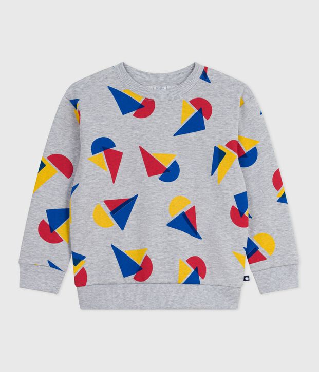 Sudadera infantil de algod&oacute;n con estampado gris/multicolor