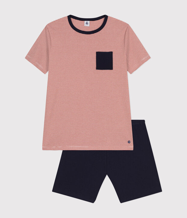 Pijama corto de algod&oacute;n j&uacute;nior azul/multicolor