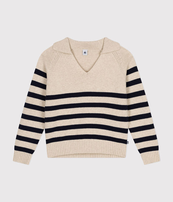 Jersey de lana de algodón para mujer blanco AVALANCHE/azul SMOKING