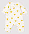 Mono largo de corazones amarillos de bebé niña de algodón orgánico blanco MARSHMALLOW/amarillo OCRE