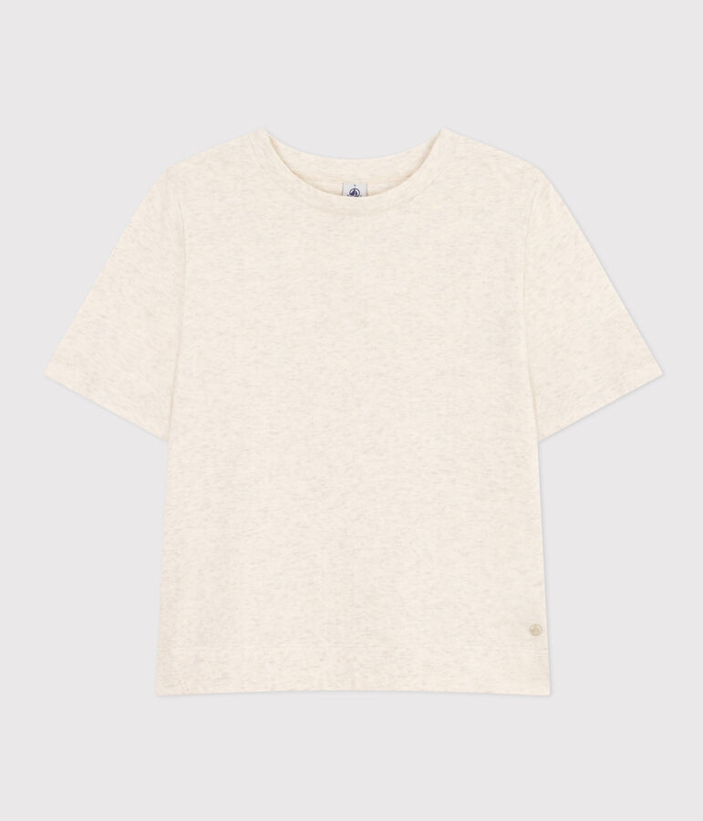 Camiseta la Boxy de algod&oacute;n de mujer beige MONTELIMAR CHINE