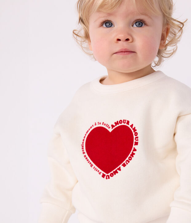 Sudadera de algod&oacute;n con motivo de coraz&oacute;n para beb&eacute; MILK