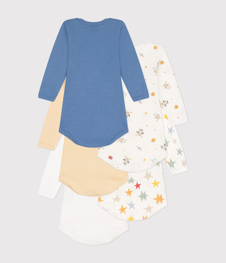 Juego de 5 bodis de algod&oacute;n de manga larga con estampado espacial para beb&eacute; multicolor