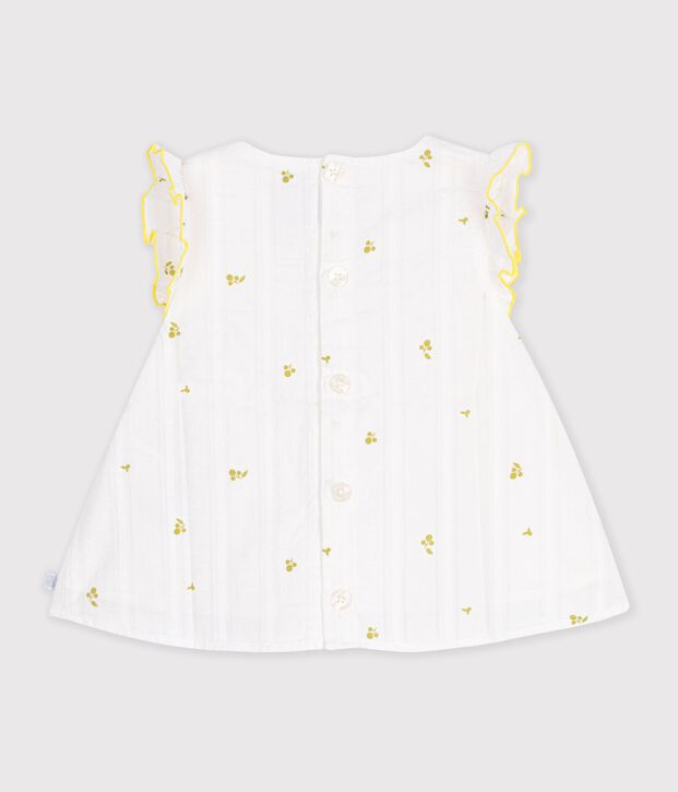 Blusa de algod&oacute;n sin mangas con estampado de flores para beb&eacute; blanco/verde