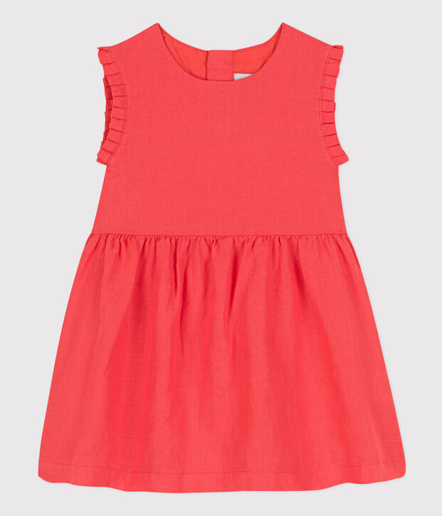 Vestido sin mangas de lino para beb&eacute; naranja