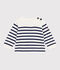 Jersey de lana y algod&oacute;n con rayas marineras para beb&eacute; azul/azul